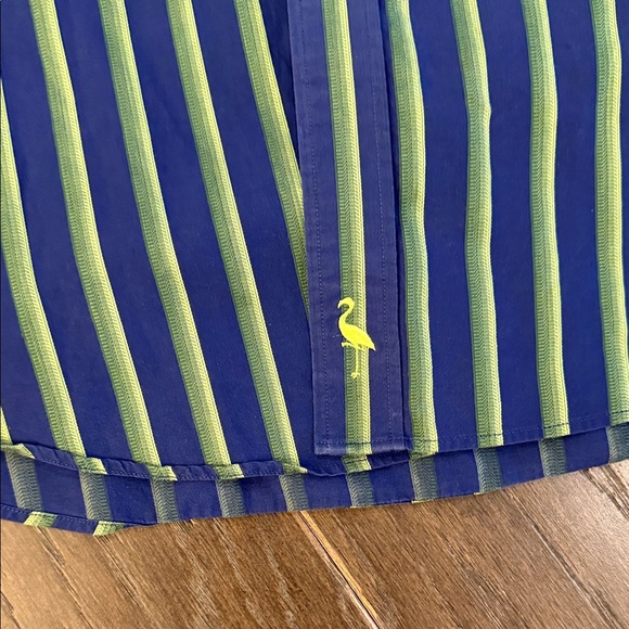 Tailorbyrd Navy and Lime Striped Shirt - Picture 4 of 7